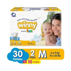 Pañal winny ultratrim sec 2 M x 30 + 10 toallitas húmedas aloe vera y vitamina E
