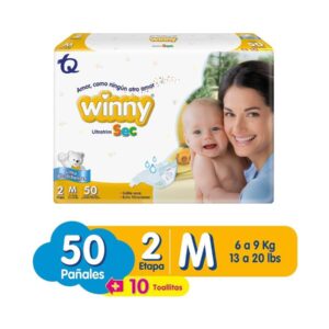 Pañal winny ultratrim sec 2 M x 50 + 10 toallitas húmedas aloe vera y vitamina E