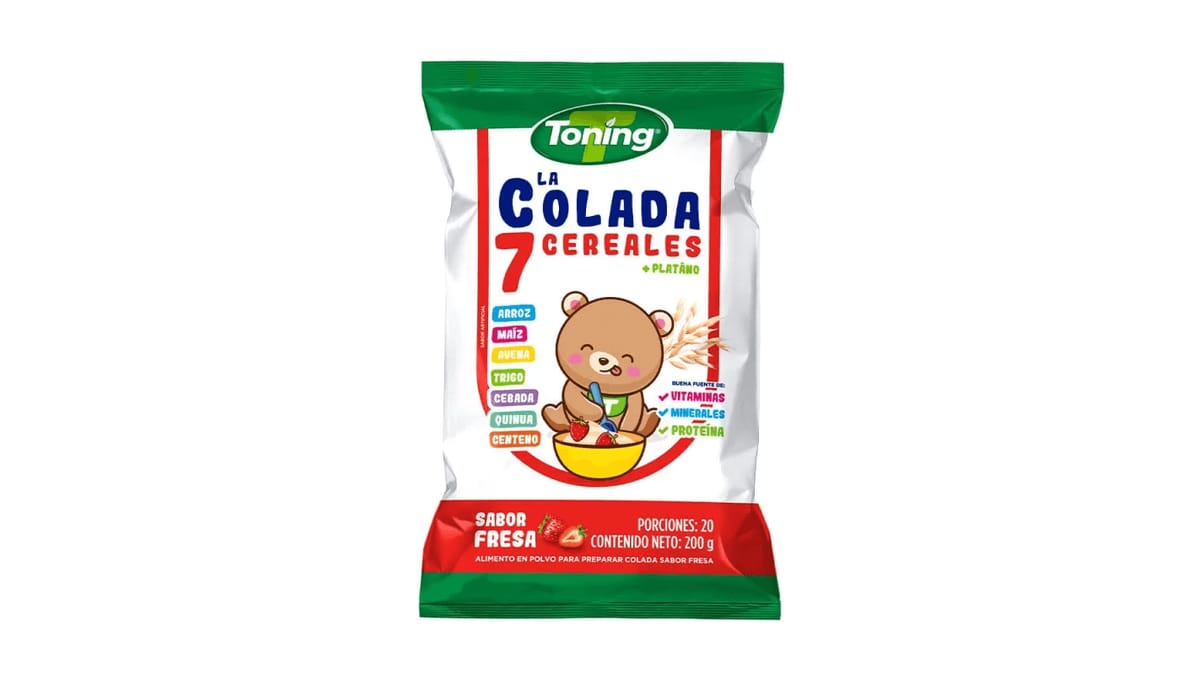 Toning la colada 7 cereales fresa bolsa x 200g