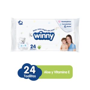 Toallitas húmedas winny aloe vera y vitamina E x 24