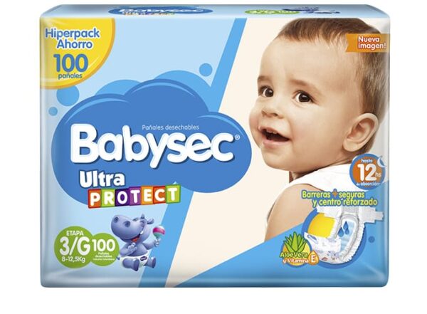 Pañal babysec ultra protect 3/G x 100