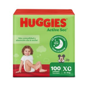 Pañal huggies active sec XG/4 x 100