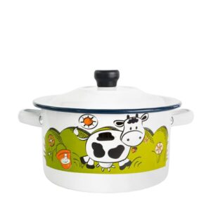 Olla esmaltada No. 20 decorada con tapa