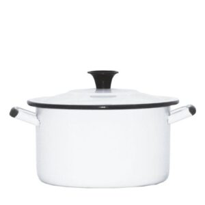 Olla esmaltada No. 20 blanca con tapa