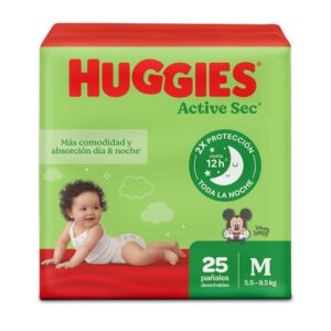 Pañal huggies active sec M/2 X 25
