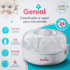Esterilizador a vapor para microondas de 4 teteros genial