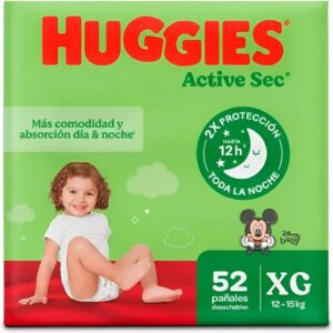Pañal huggies active sec XG/4 x 52