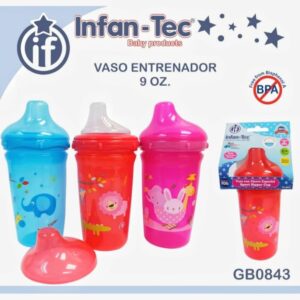 Vaso plástico con cierre especial infan-tec 6m+ 9oz