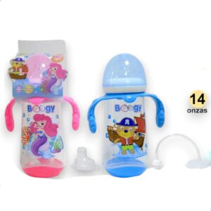 Tetero de asas plástico boogy válvula antigás 0m+ 14oz/420mL