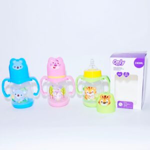 Tetero plástico asas caritas only baby 8oz/240mL