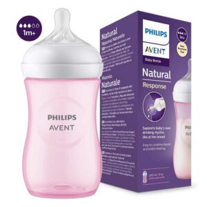 Biberón avent natural response rosado 1m+ 9oz/260mL