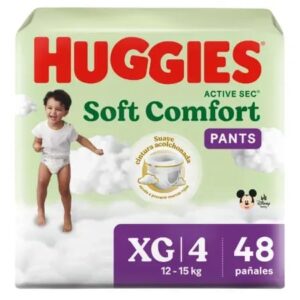 Pañal Huggies active sec soft comfort pants XG/4 x 48