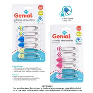 Ganchos para pañales inox 0m+ genial x 6unds decorado