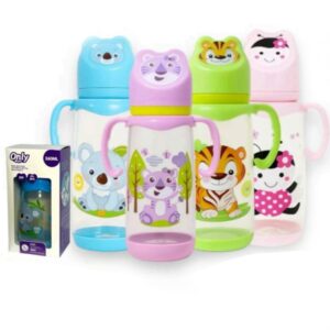 Tetero plástico asas caritas only baby 12oz/360mL