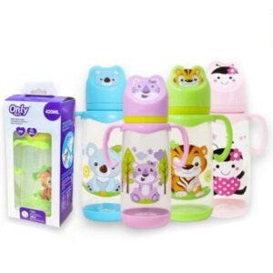 Tetero plástico asas caritas only baby 15oz/420mL