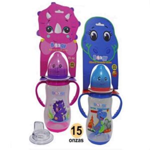 Tetero plástico asas boogy 15oz/420mL doble chupo