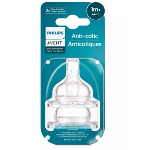 2 tetinas repuesto de flujo lento 1m+ anti-colic philips avent