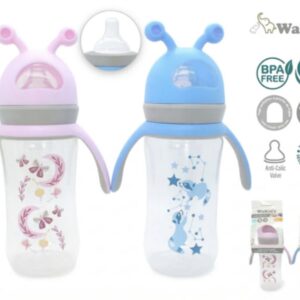 Tetero plástico asas wakid's 12oz/330mL 6m+ antenas
