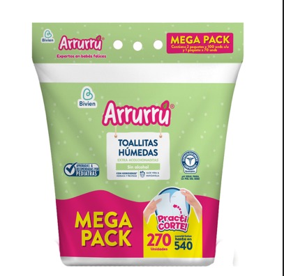 Arrurrú toallitas húmedas aloe & manzanilla x 270