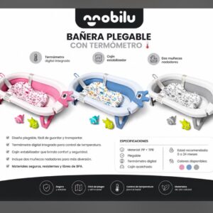 Bañera plegable mobilu con cojín
