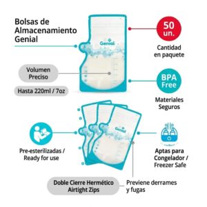 Bolsa para leche materna genial (220mL/7oz) x 50un