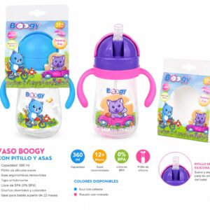 Vaso pitillo con asas plástico orejas boogy 12m+ 12oz/360mL