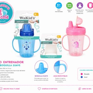 Vaso entrenador plástico pico duro wakid's 6m+ 8oz/260mL