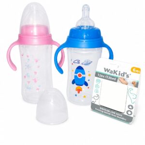 Tetero plástico con asas wakid's 12oz/330mL 6m+