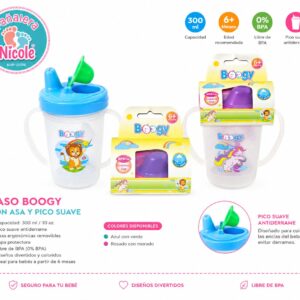 Vaso entrenador con asas plástico boca dura boogy 6m+ 10oz/300mL