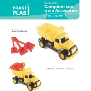 Volqueta pequeña con accesorios campioni toys praktiplas