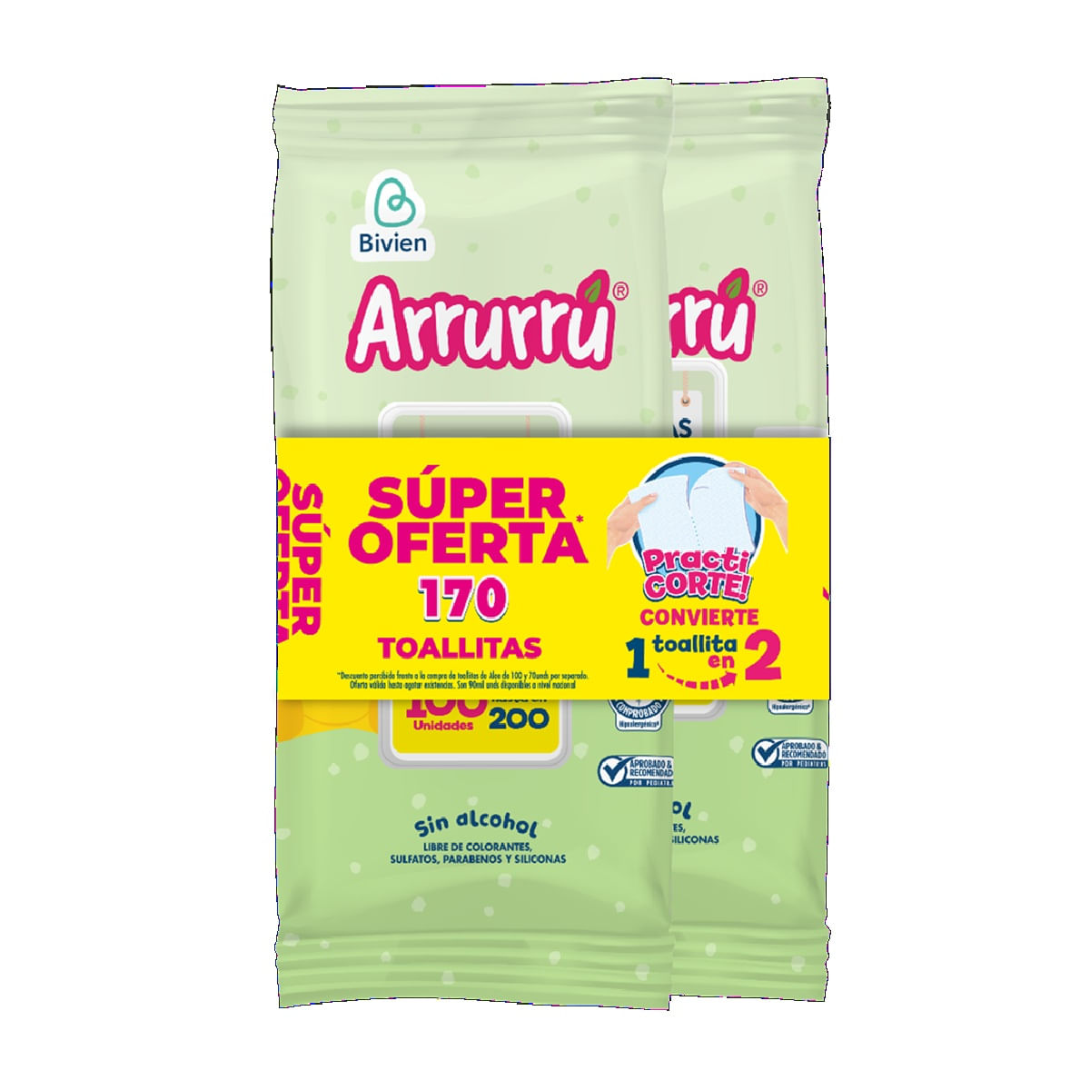 Arrurrú toallitas húmedas aloe & manzanilla x 170